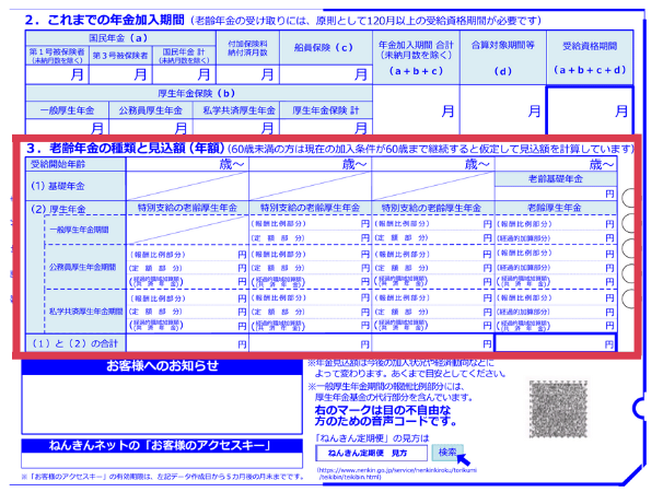 ねんきん定期便 50歳以上